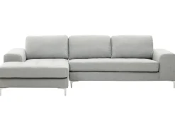 Outlet Beliani Divano angolare 4 posti KIRUNA Tessuto Grigio chiaro Lato destro Argento Grigio