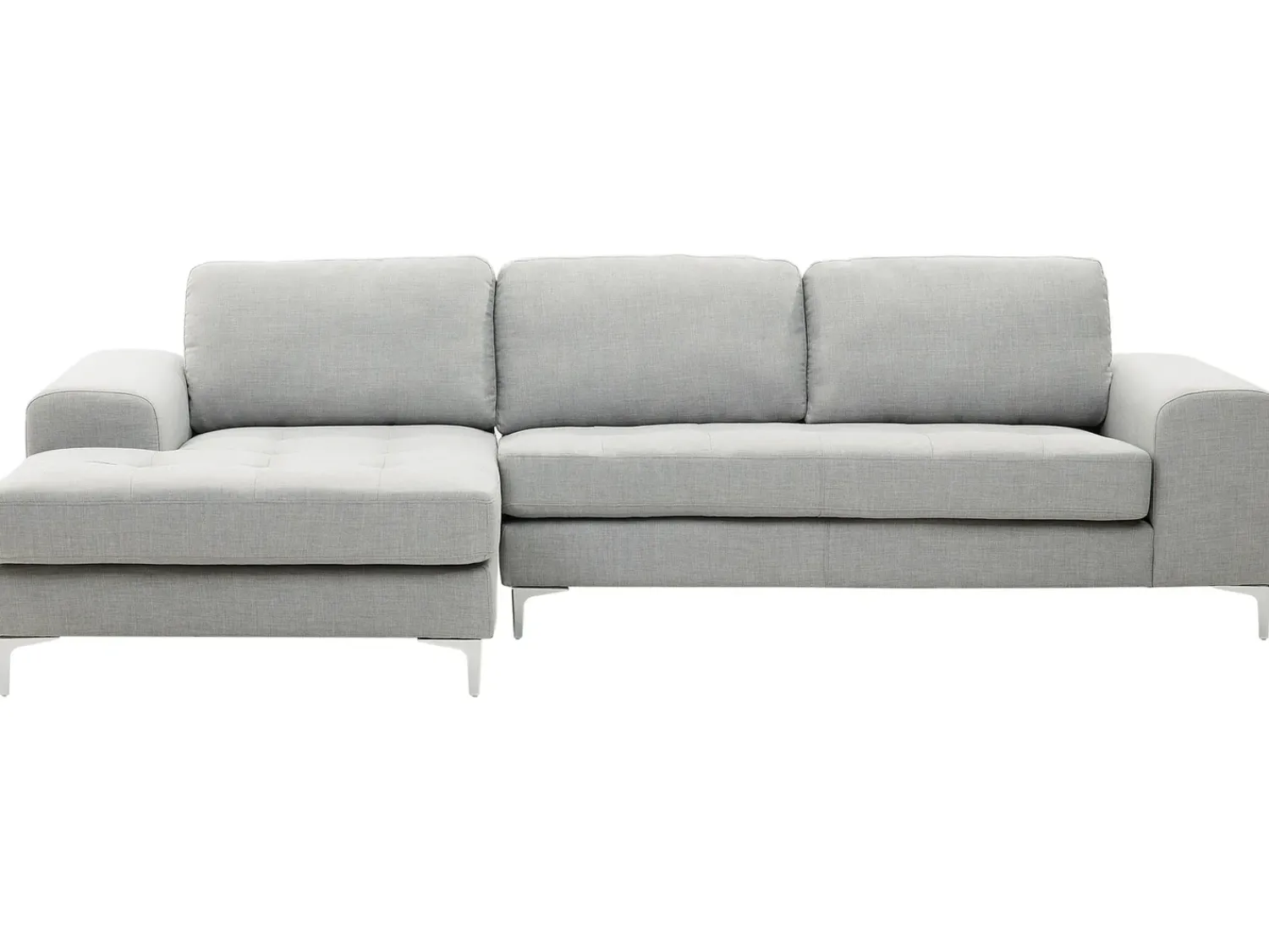 Outlet Beliani Divano angolare 4 posti KIRUNA Tessuto Grigio chiaro Lato destro Argento Grigio