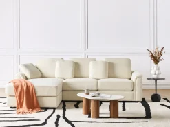 Sale Beliani Divano angolare 4 posti KOHLO Tessuto Beige chiaro Lato destro Beige Nero