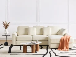 Online Beliani Divano angolare 4 posti KOHLO Tessuto Beige chiaro Lato Sinistro Beige Nero