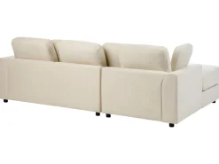 Online Beliani Divano angolare 4 posti KOHLO Tessuto Beige chiaro con ottomana Lato destro Beige Nero