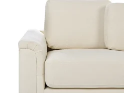 Outlet Beliani Divano angolare 4 posti KOHLO Tessuto Beige chiaro con ottomana Lato Sinistro Beige Nero