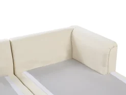 Outlet Beliani Divano angolare 4 posti KOHLO Tessuto Beige chiaro con ottomana Lato Sinistro Beige Nero