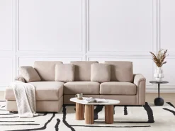 Outlet Beliani Divano angolare 4 posti KOHLO Tessuto Tortora Lato destro Beige Nero