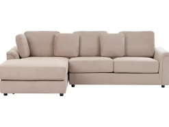 Outlet Beliani Divano angolare 4 posti KOHLO Tessuto Tortora Lato destro Beige Nero