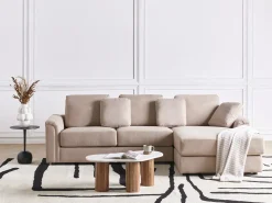 Best Beliani Divano angolare 4 posti KOHLO Tessuto Tortora Lato Sinistro Beige Nero