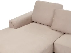 Online Beliani Divano angolare 4 posti KOHLO Tessuto Tortora con ottomana Lato destro Beige Nero