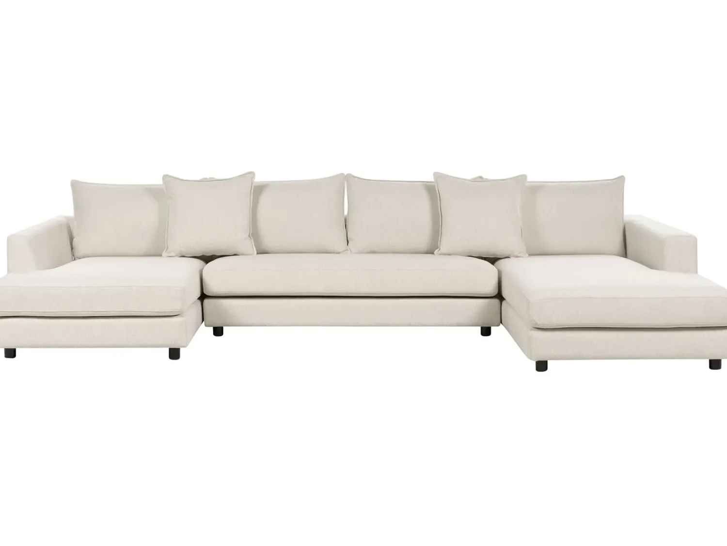 Discount Beliani Divano angolare 5 posti LILVIKEN Tessuto Beige chiaro Beige Nero