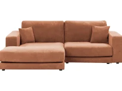 Discount Beliani Divano angolare 3 posti LOFOTEN Tessuto Rosso chiaro Rosso Nero