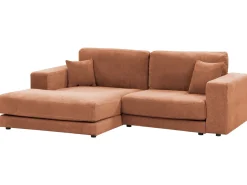 Discount Beliani Divano angolare 3 posti LOFOTEN Tessuto Rosso chiaro Rosso Nero