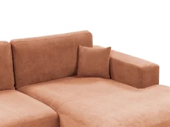 New Beliani Divano angolare 3 posti LOFOTEN Tessuto Rosso chiaro Nero Rosso