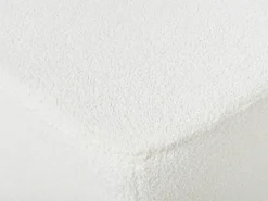 Divano angolare 4 posti LUNGO Bouclé Bianco con ottomana Lato Sinistro