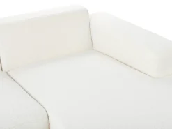 Divano angolare 4 posti LUNGO Bouclé Bianco con ottomana Lato Sinistro