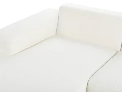 Divano angolare 4 posti LUNGO Bouclé Bianco con ottomana Lato destro