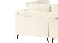 Hot Beliani Divano angolare 4 posti LUNNER Velluto a coste Beige chiaro Lato Sinistro Beige Nero