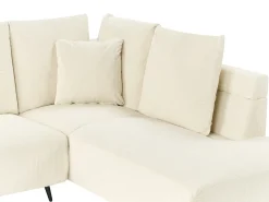 Hot Beliani Divano angolare 4 posti LUNNER Velluto a coste Beige chiaro Lato Sinistro Beige Nero