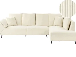 Hot Beliani Divano angolare 4 posti LUNNER Velluto a coste Beige chiaro Lato Sinistro Beige Nero