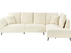 Hot Beliani Divano angolare 4 posti LUNNER Velluto a coste Beige chiaro Lato Sinistro Beige Nero