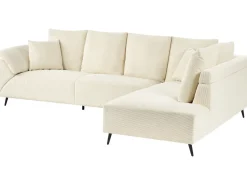 Hot Beliani Divano angolare 4 posti LUNNER Velluto a coste Beige chiaro Lato Sinistro Beige Nero