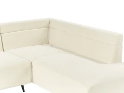 Hot Beliani Divano angolare 4 posti LUNNER Velluto a coste Beige chiaro Lato Sinistro Beige Nero
