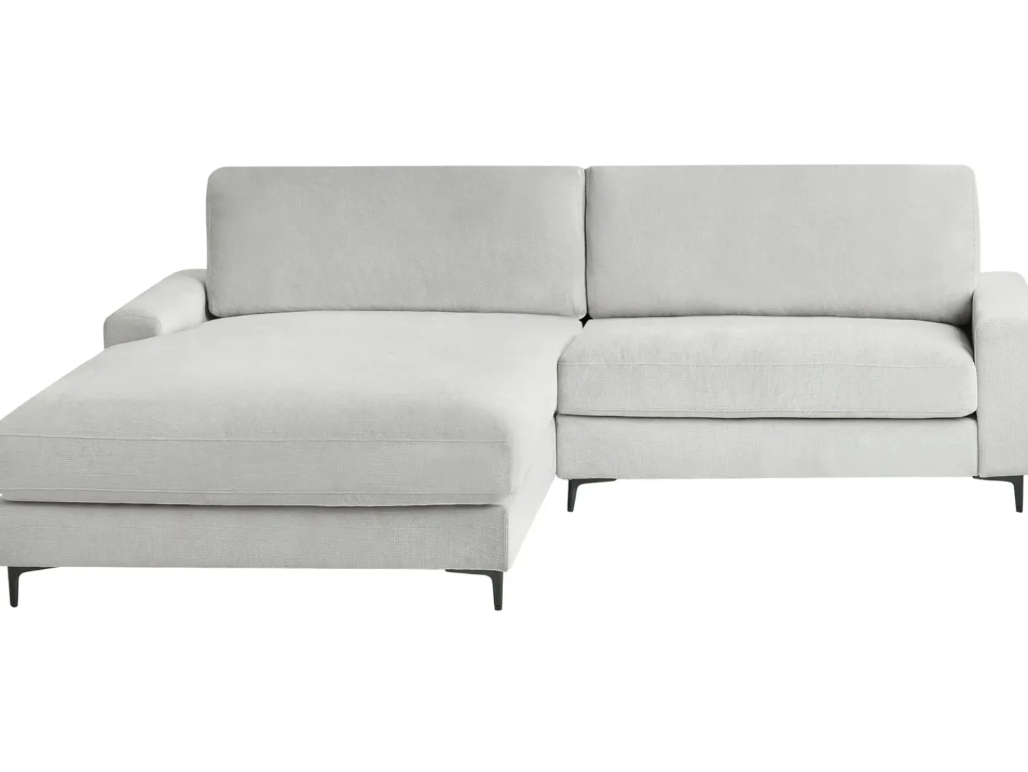 Discount Beliani Divano angolare 3 posti MALOY Ciniglia Grigio chiaro Grigio Nero