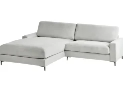 Discount Beliani Divano angolare 3 posti MALOY Ciniglia Grigio chiaro Grigio Nero
