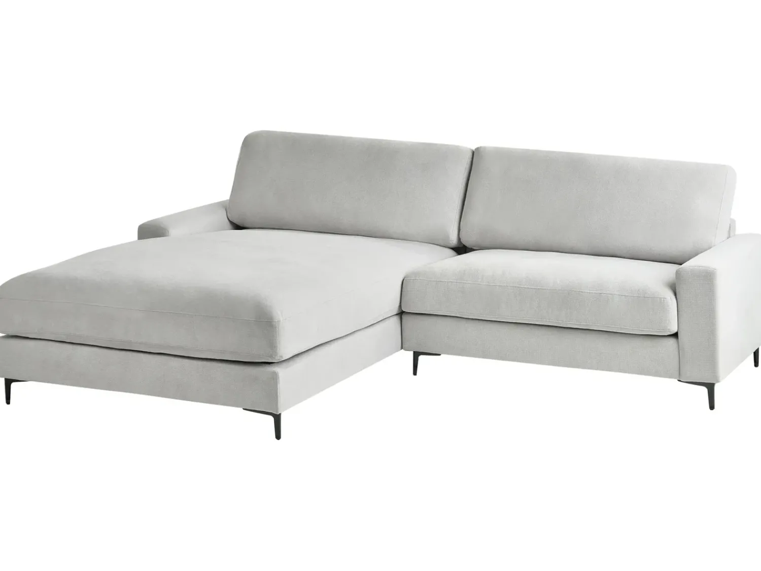 Discount Beliani Divano angolare 3 posti MALOY Ciniglia Grigio chiaro Grigio Nero