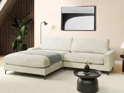 Hot Beliani Divano angolare 3 posti MALOY Ciniglia Bianco sporco Bianco Nero
