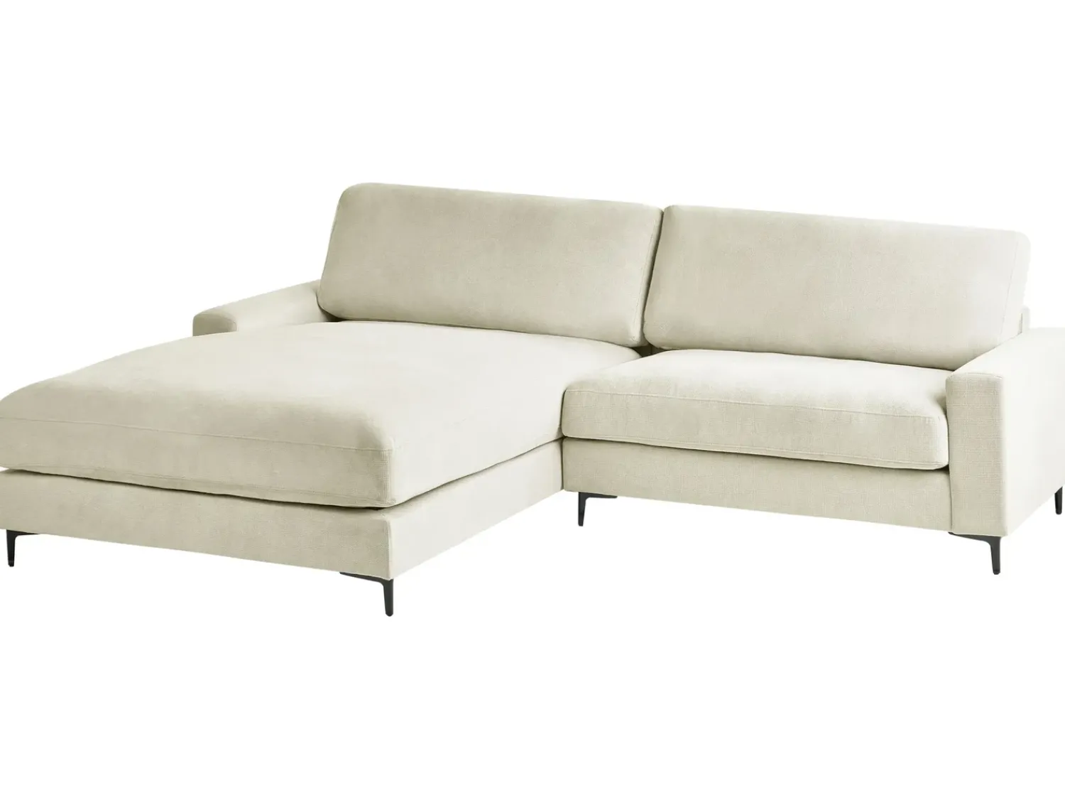 Hot Beliani Divano angolare 3 posti MALOY Ciniglia Bianco sporco Bianco Nero
