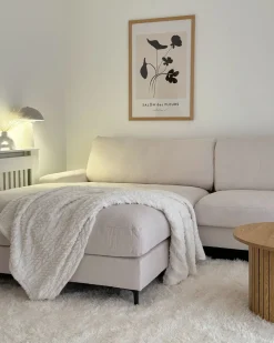 Hot Beliani Divano angolare 3 posti MALOY Ciniglia Bianco sporco Bianco Nero