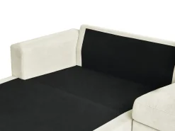 Hot Beliani Divano angolare 3 posti MALOY Ciniglia Bianco sporco Bianco Nero