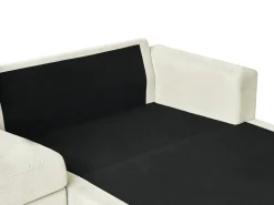Online Beliani Divano angolare 3 posti MALOY Ciniglia Bianco sporco Bianco Nero