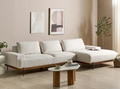 Clearance Beliani Divano angolare 4 posti MARIFERD Tessuto Beige chiaro Beige Marrone Nero