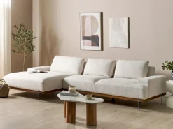 Online Beliani Divano angolare 4 posti MARIFERD Tessuto Beige chiaro Beige Marrone Nero