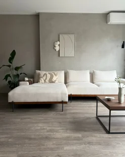 Online Beliani Divano angolare 4 posti MARIFERD Tessuto Beige chiaro Beige Marrone Nero