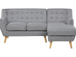 Outlet Beliani 3 posti MOTALA Tessuto Grigio chiaro Lato Sinistro Marrone Grigio