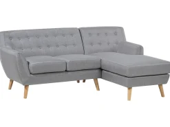 Outlet Beliani 3 posti MOTALA Tessuto Grigio chiaro Lato Sinistro Marrone Grigio