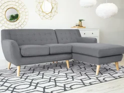 Outlet Beliani 3 posti MOTALA Tessuto Grigio chiaro Lato Sinistro Marrone Grigio