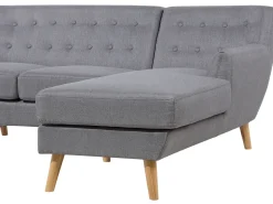 Outlet Beliani 3 posti MOTALA Tessuto Grigio chiaro Lato Sinistro Marrone Grigio