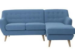 Clearance Beliani Divano angolare 3 posti MOTALA Tessuto Blu Lato Sinistro Marrone Blu