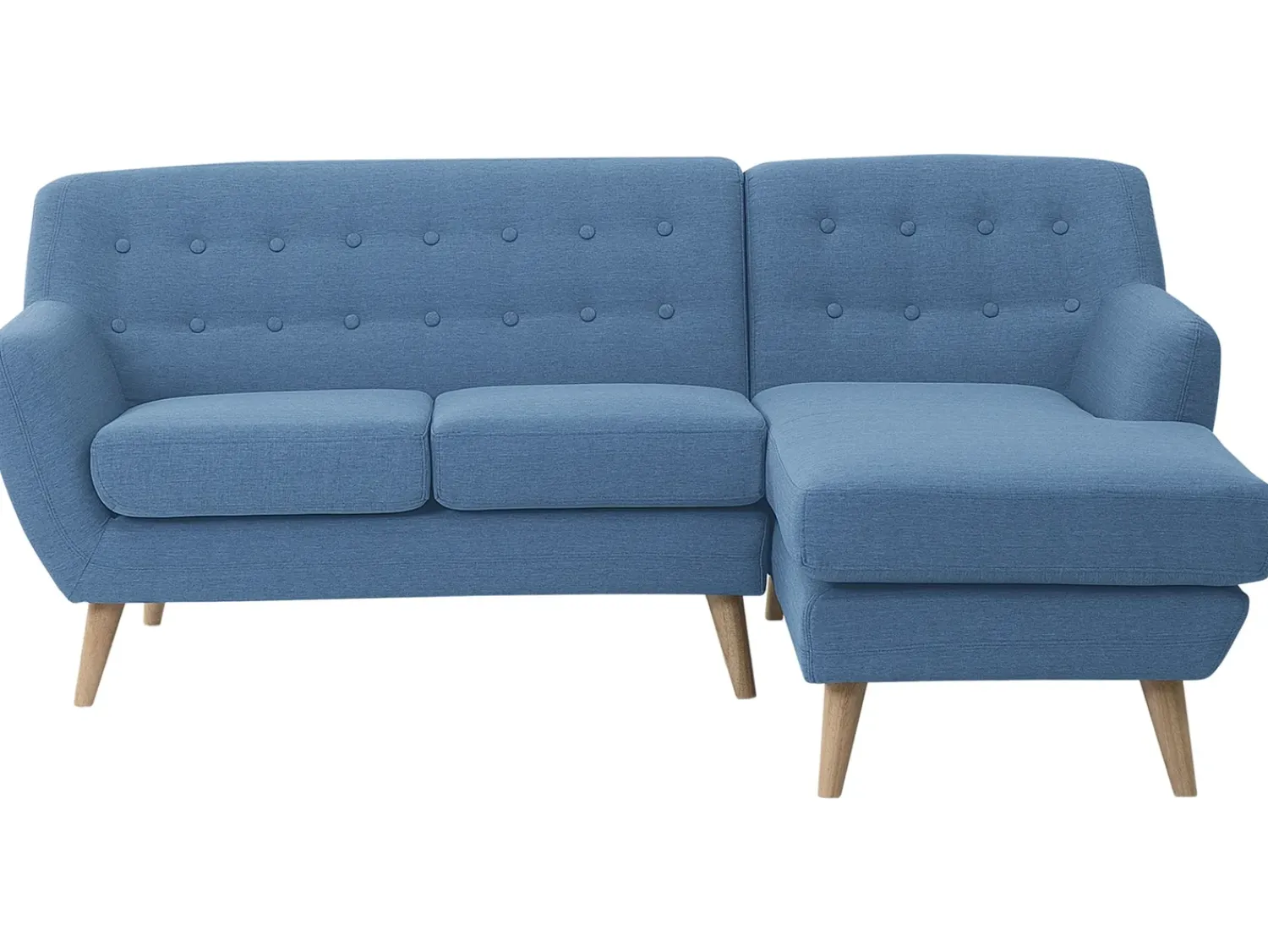 Clearance Beliani Divano angolare 3 posti MOTALA Tessuto Blu Lato Sinistro Marrone Blu