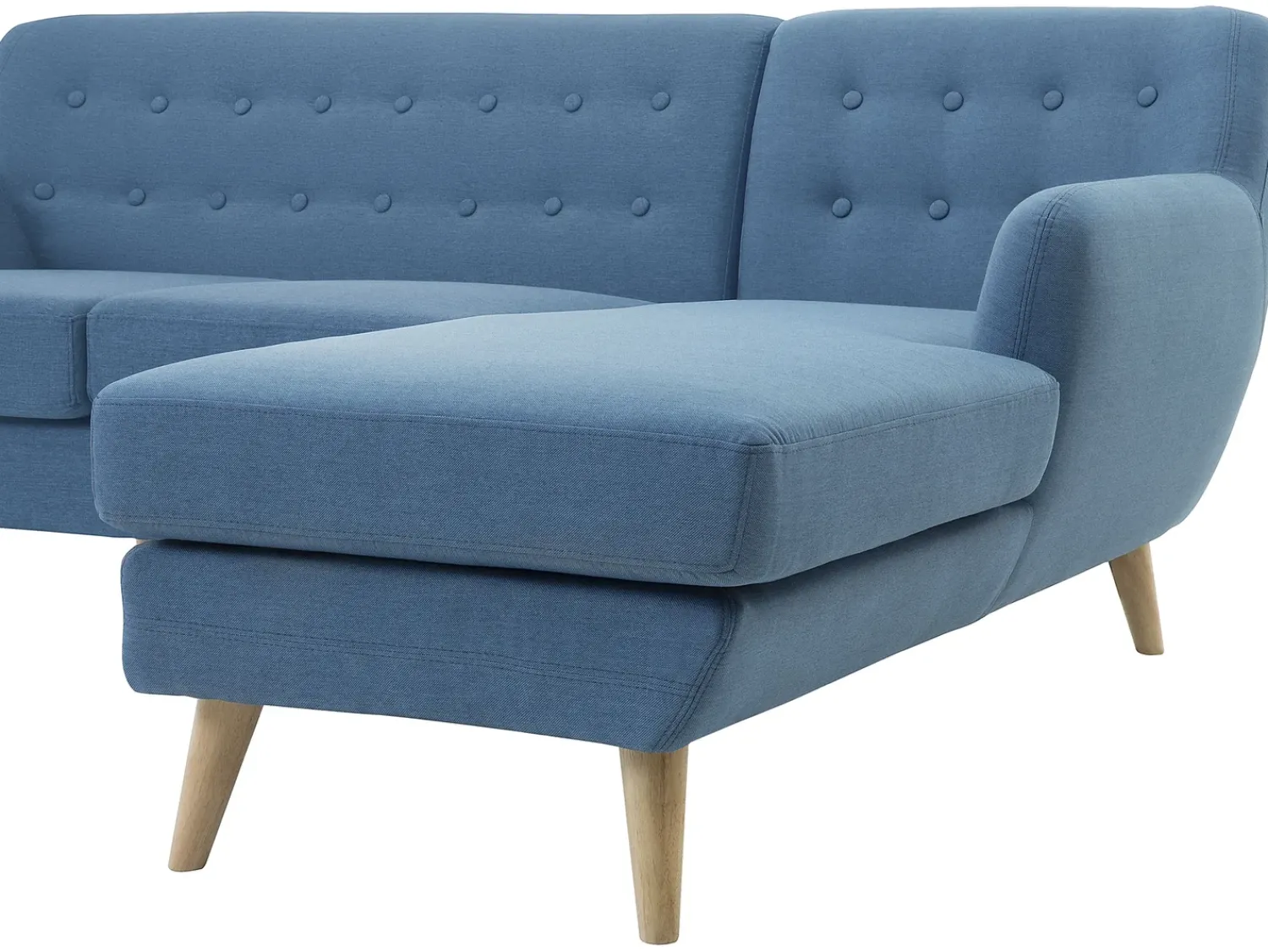 Clearance Beliani Divano angolare 3 posti MOTALA Tessuto Blu Lato Sinistro Marrone Blu