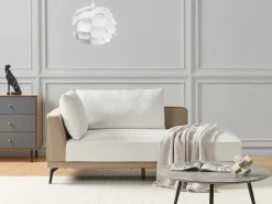 Clearance Beliani Divano angolare 3 posti MYKEN Tessuto Bianco sporco Beige Bianco Nero