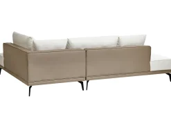 Clearance Beliani Divano angolare 3 posti MYKEN Tessuto Bianco sporco Beige Bianco Nero