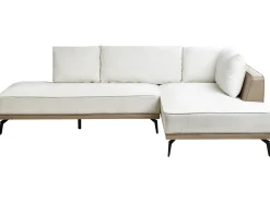 Clearance Beliani Divano angolare 3 posti MYKEN Tessuto Bianco sporco Beige Bianco Nero