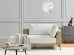 Sale Beliani Divano angolare 3 posti MYKEN Tessuto Bianco sporco Beige Bianco Nero