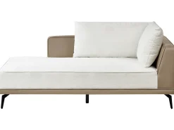 Sale Beliani Divano angolare 3 posti MYKEN Tessuto Bianco sporco Beige Bianco Nero