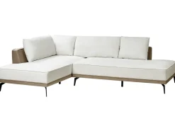 Sale Beliani Divano angolare 3 posti MYKEN Tessuto Bianco sporco Beige Bianco Nero