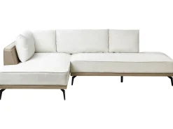 Sale Beliani Divano angolare 3 posti MYKEN Tessuto Bianco sporco Beige Bianco Nero