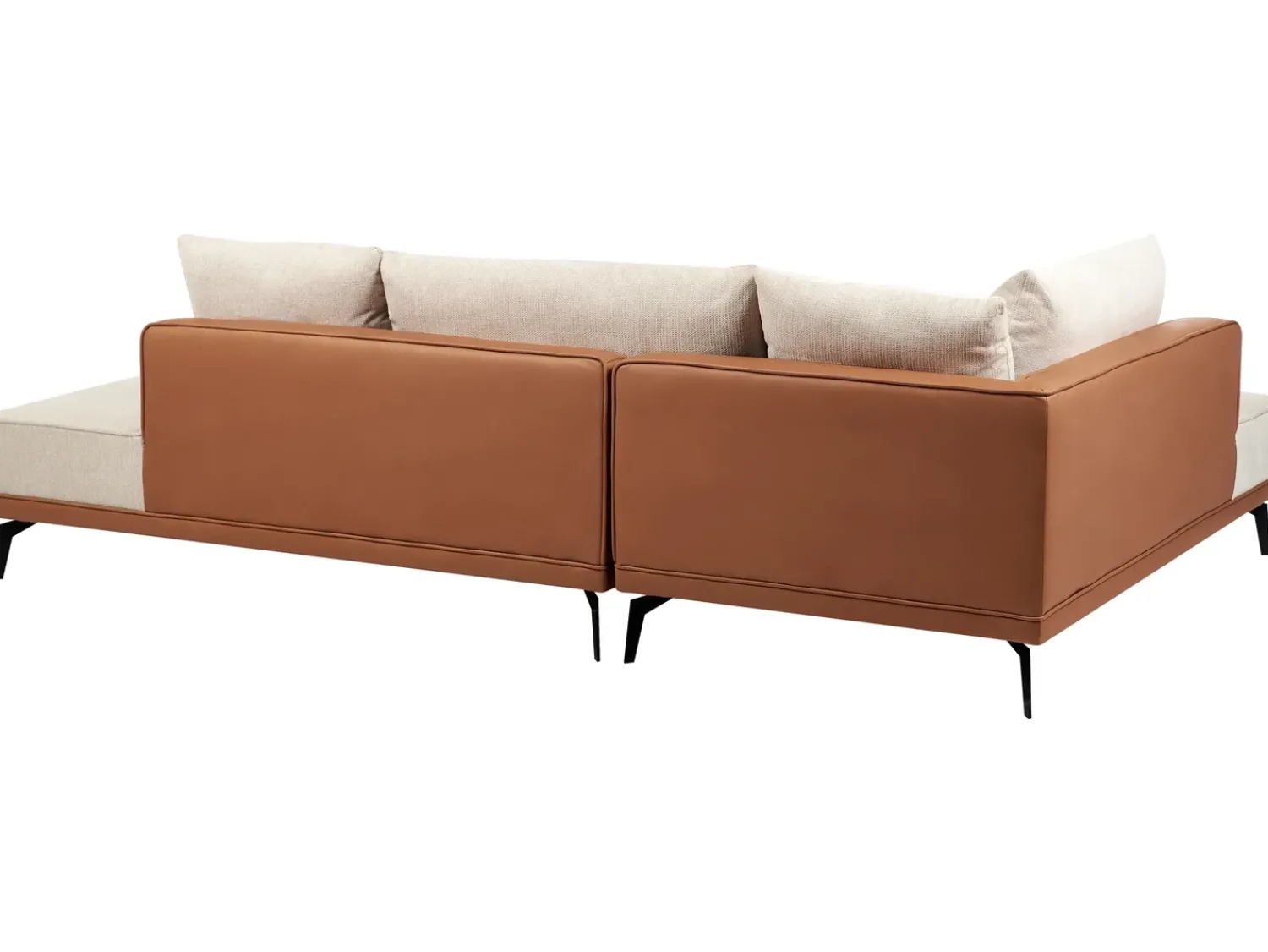 Discount Beliani Divano angolare 3 posti MYKEN Tessuto Beige chiaro Lato destro Beige Marrone Nero